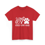 Peace Love Dogs Dog T-Shirt - Red