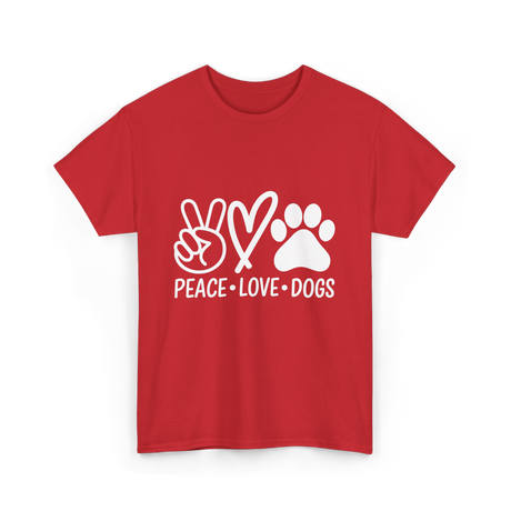 Peace Love Dogs Dog T-Shirt - Red