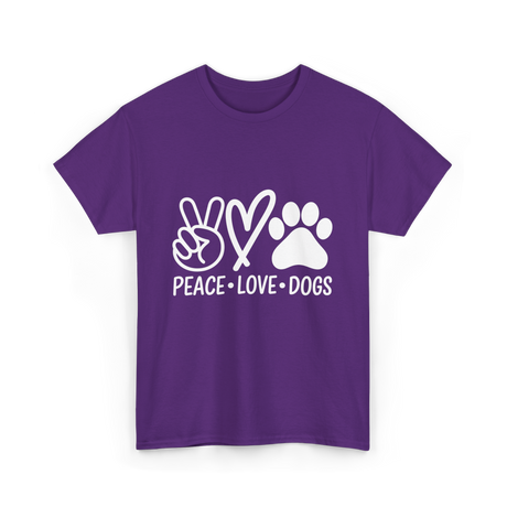 Peace Love Dogs Dog T-Shirt - Purple