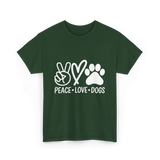 Peace Love Dogs Dog T-Shirt - Forest Green