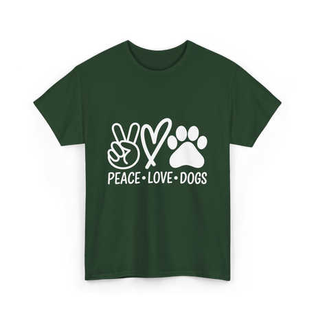 Peace Love Dogs Dog T-Shirt - Forest Green