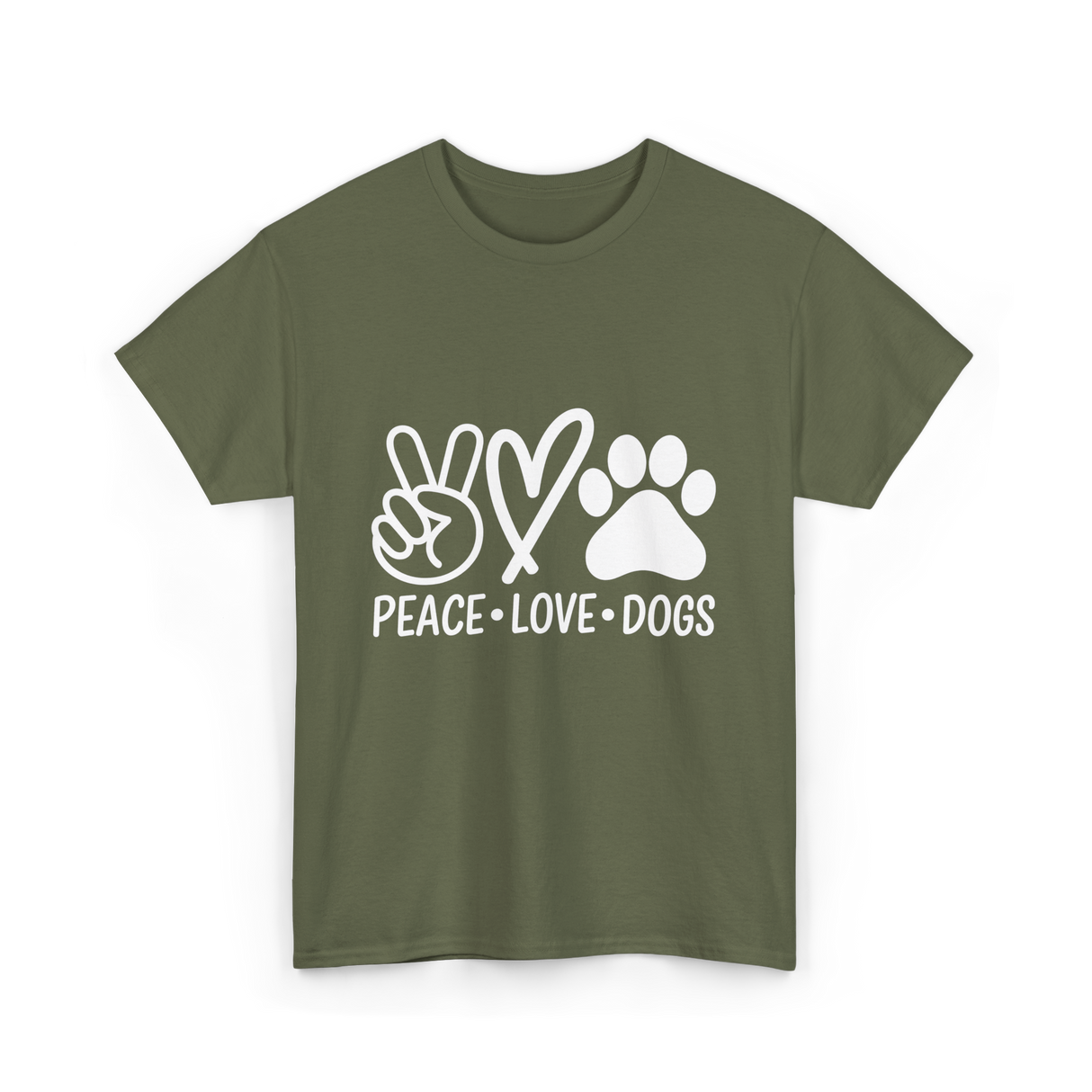 Peace Love Dogs Dog T-Shirt - Military Green