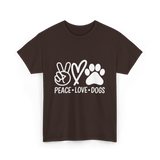 Peace Love Dogs Dog T-Shirt - Dark Chocolate