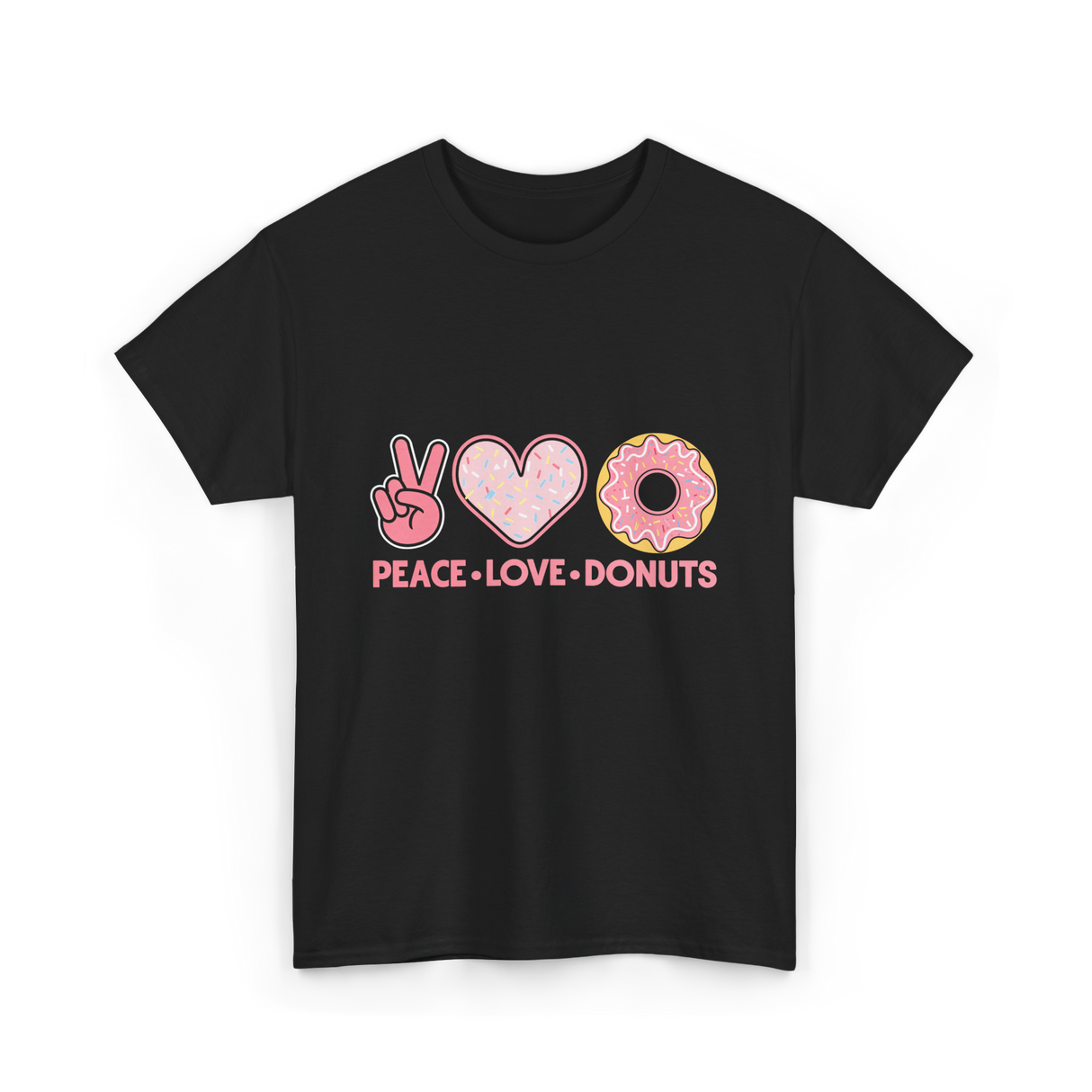 Peace Love Donuts T-Shirt - Black