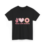 Peace Love Donuts T-Shirt - Black