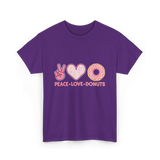 Peace Love Donuts T-Shirt - Purple