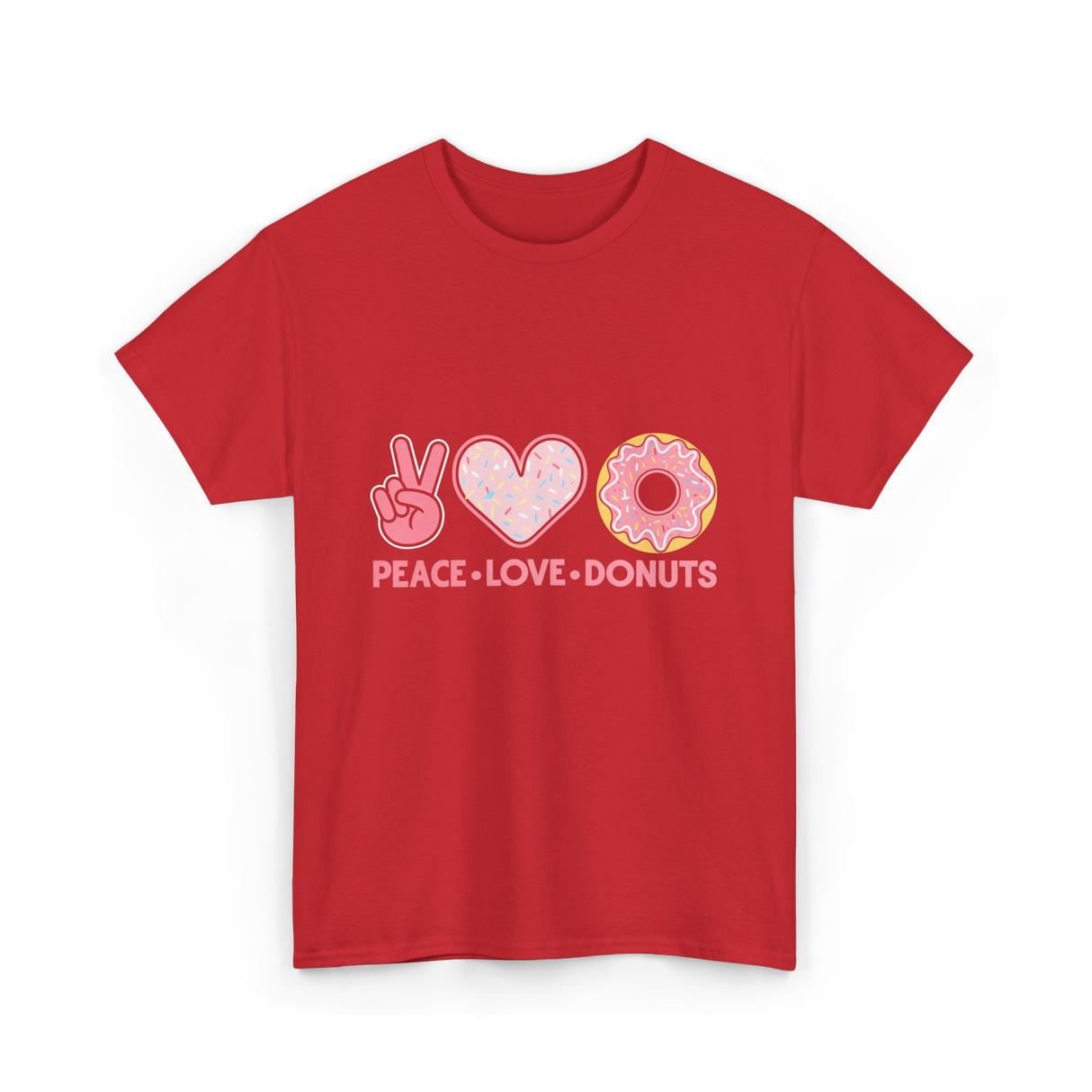 Peace Love Donuts T-Shirt - Red