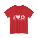 Peace Love Donuts T-Shirt - Red