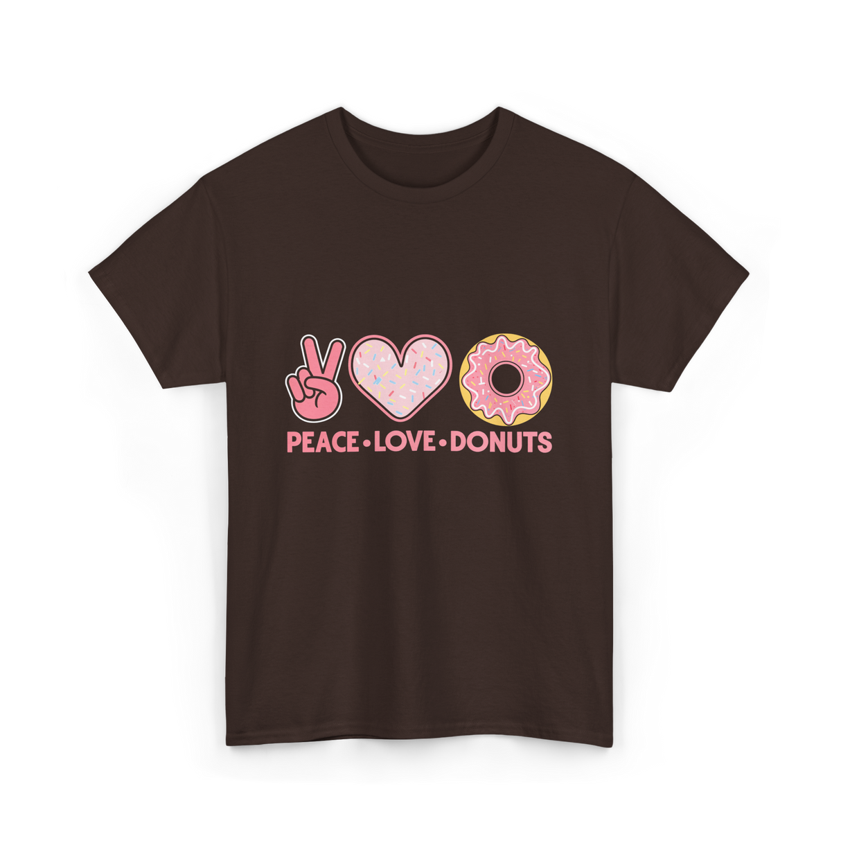 Peace Love Donuts T-Shirt - Dark Chocolate