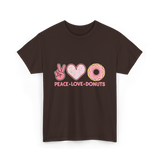 Peace Love Donuts T-Shirt - Dark Chocolate