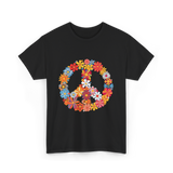 Peace Love Flower Power T-Shirt - Black