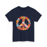 Peace Love Flower Power T-Shirt - Navy