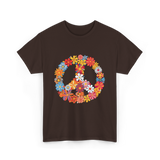 Peace Love Flower Power T-Shirt - Dark Chocolate