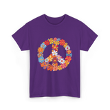 Peace Love Flower Power T-Shirt - Purple