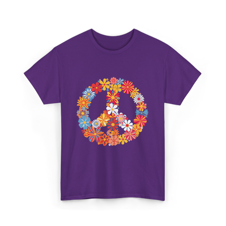 Peace Love Flower Power T-Shirt - Purple