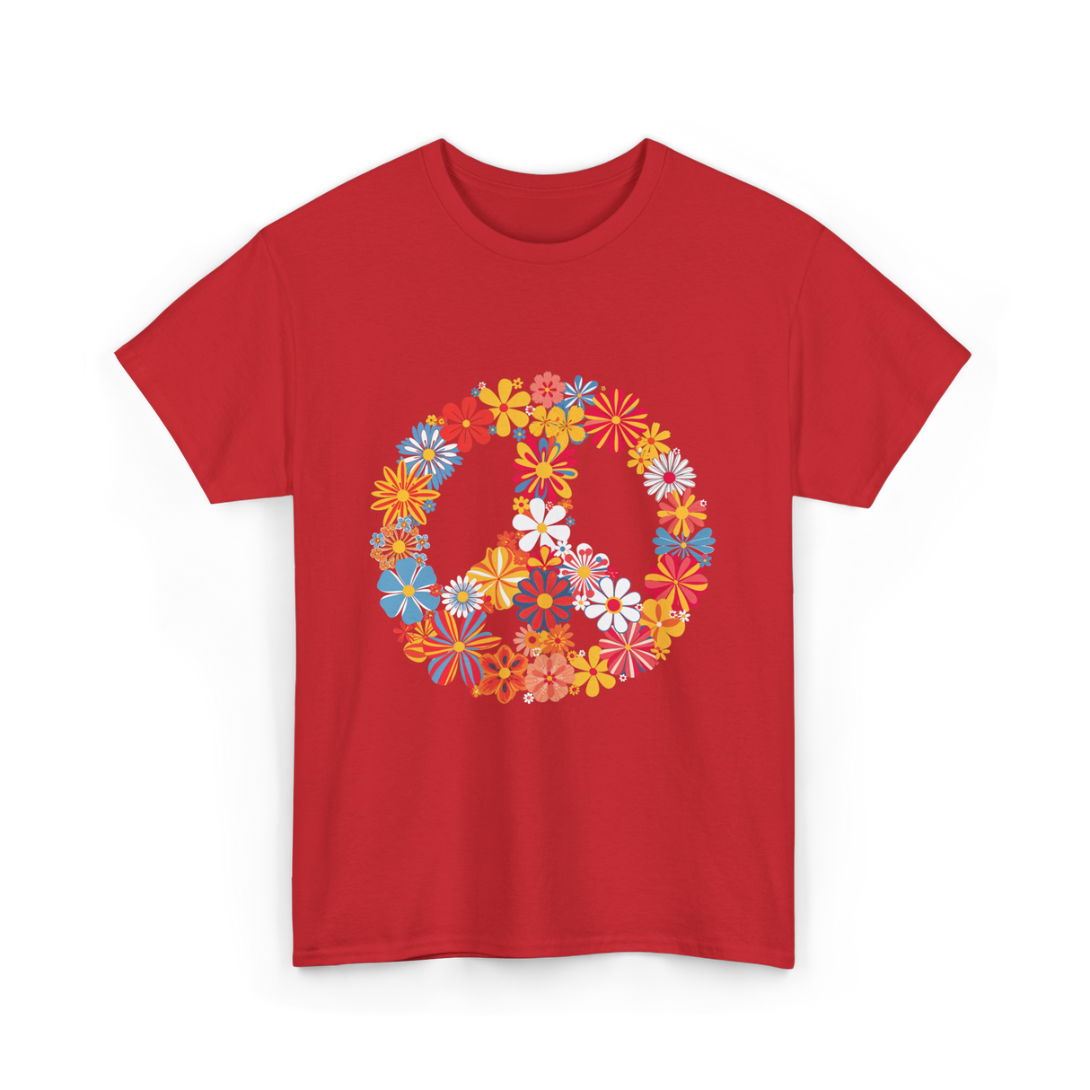 Peace Love Flower Power T-Shirt - Red