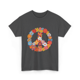 Peace Love Flower Power T-Shirt - Dark Heather