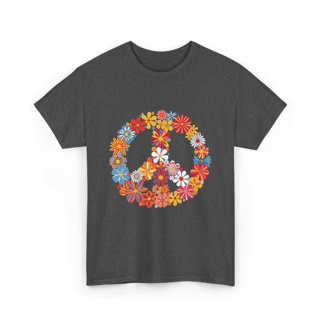 Peace Love Flower Power T-Shirt - Dark Heather