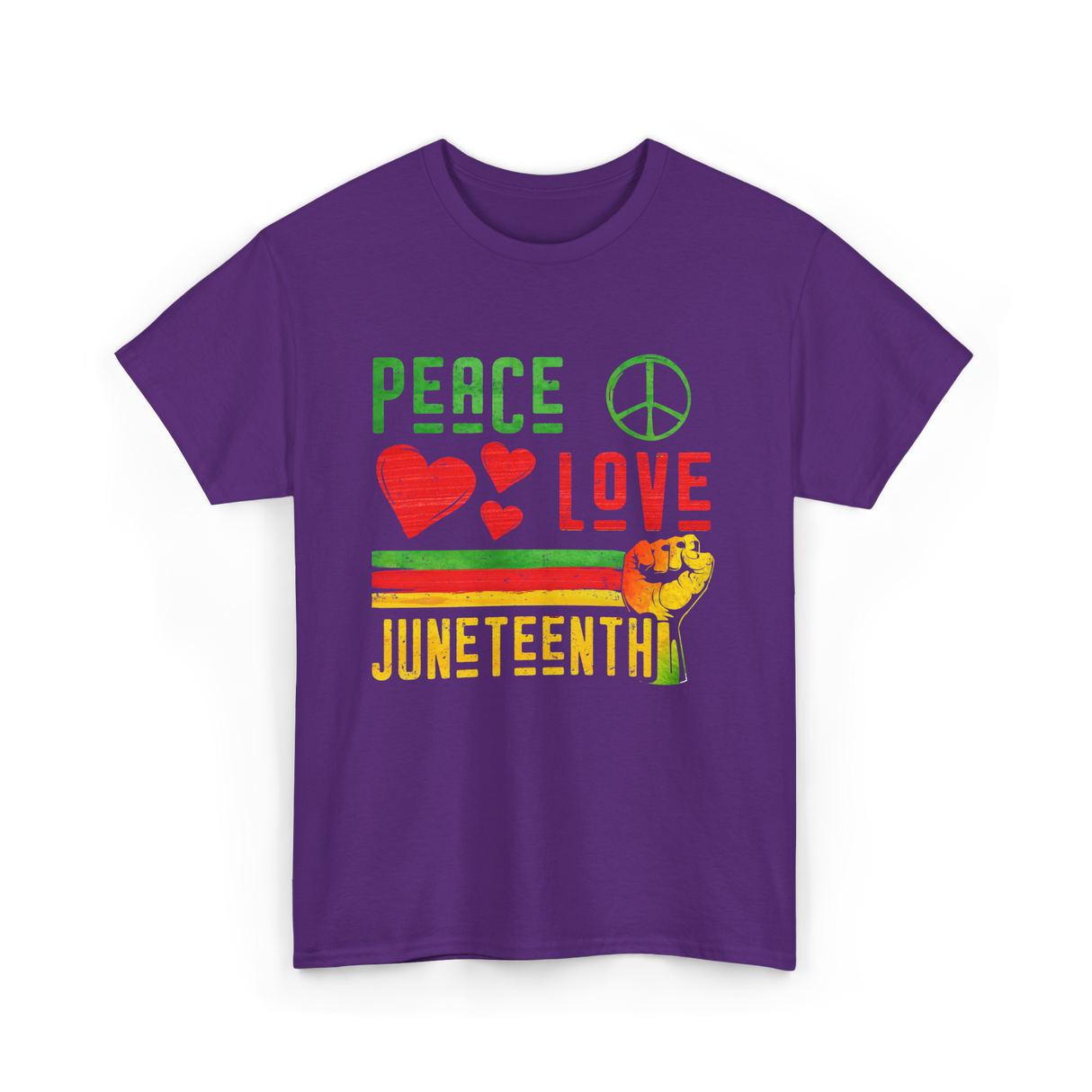 Peace Love Juneteenth Celebration T-Shirt - Purple