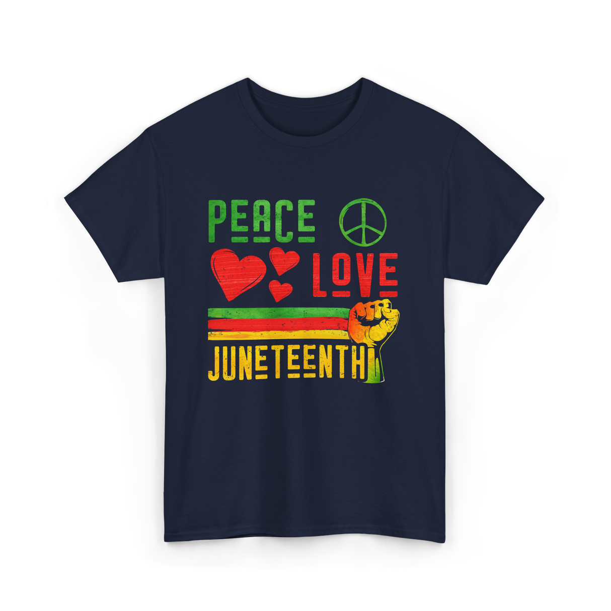 Peace Love Juneteenth Celebration T-Shirt - Navy