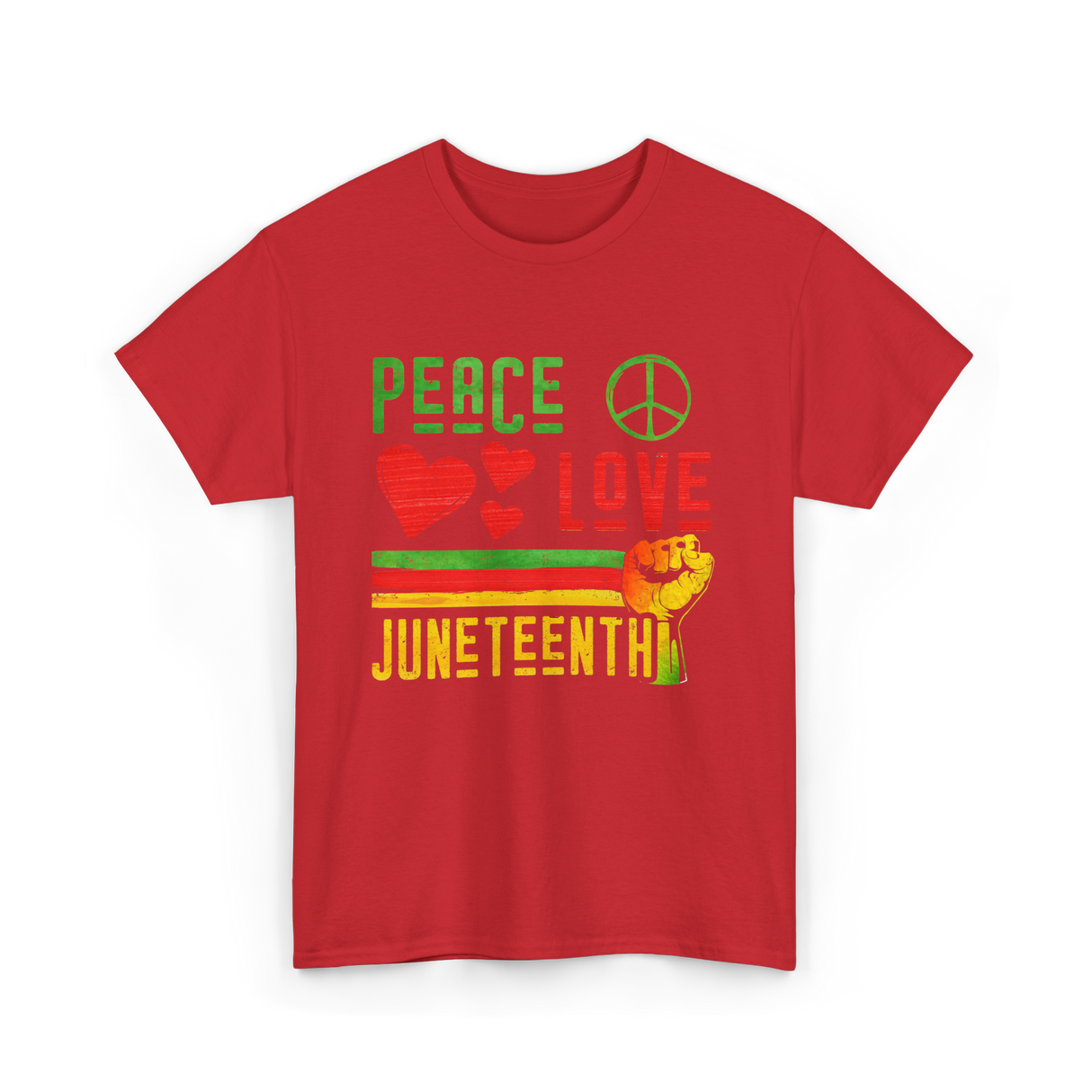 Peace Love Juneteenth Celebration T-Shirt - Red