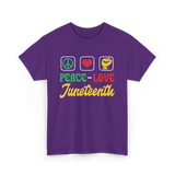 Peace Love Juneteenth T-Shirt - Purple