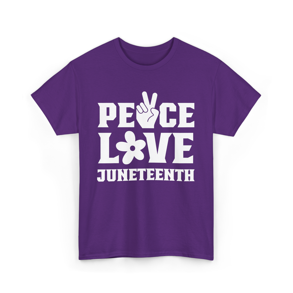 Peace Love Juneteenth T-Shirt - Purple