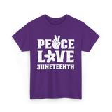 Peace Love Juneteenth T-Shirt - Purple