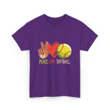 Peace Love Softball T-Shirt - Purple