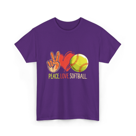 Peace Love Softball T-Shirt - Purple