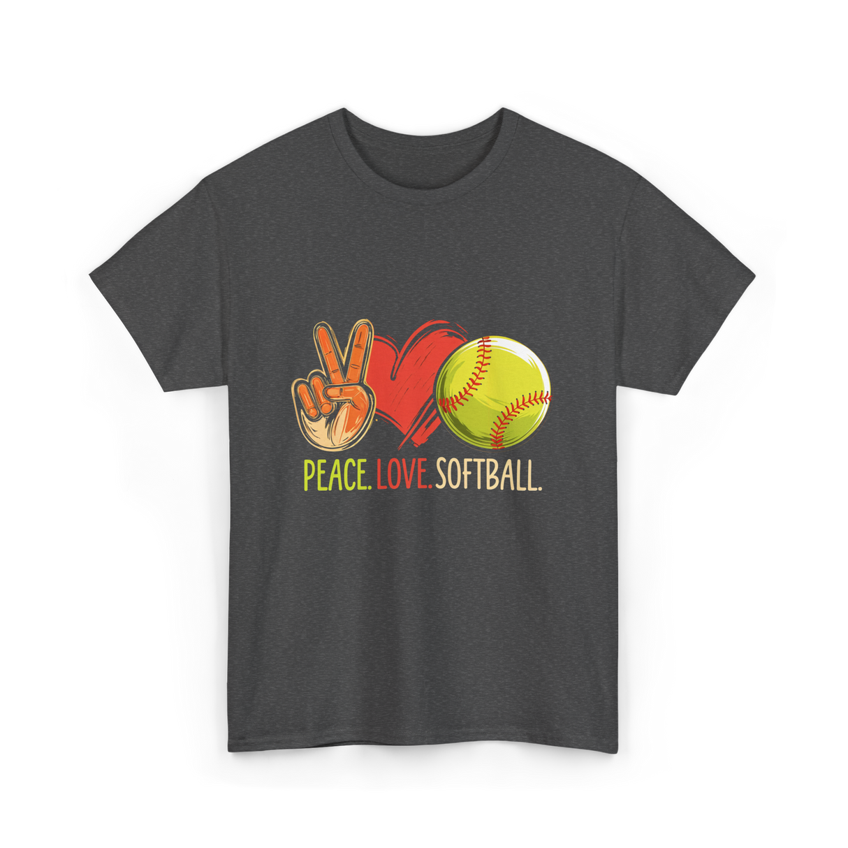 Peace Love Softball T-Shirt - Dark Heather