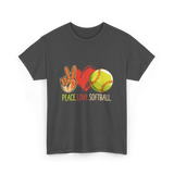 Peace Love Softball T-Shirt - Dark Heather