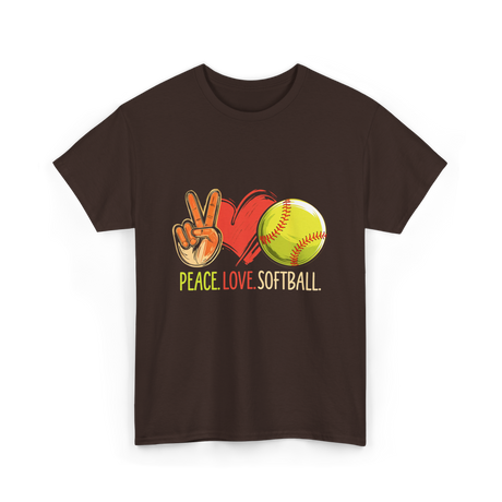 Peace Love Softball T-Shirt - Dark Chocolate