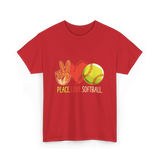 Peace Love Softball T-Shirt - Red