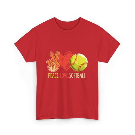 Peace Love Softball T-Shirt - Red