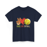 Peace Love Softball T-Shirt - Navy