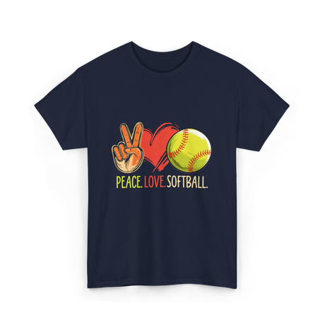 Peace Love Softball T-Shirt - Navy