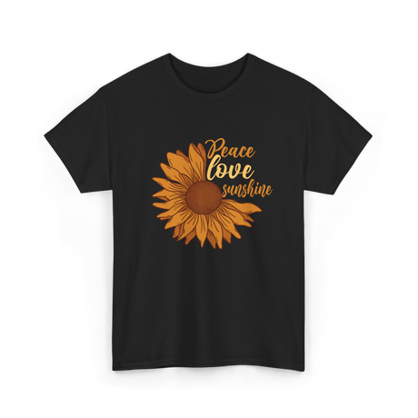 Peace Love Sunshine Sunflower T-Shirt - Black