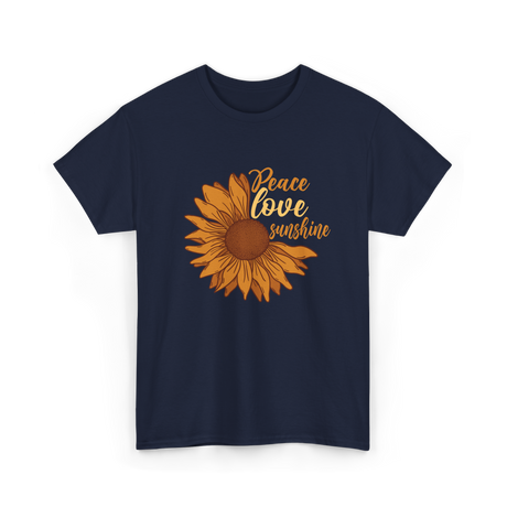 Peace Love Sunshine Sunflower T-Shirt - Navy