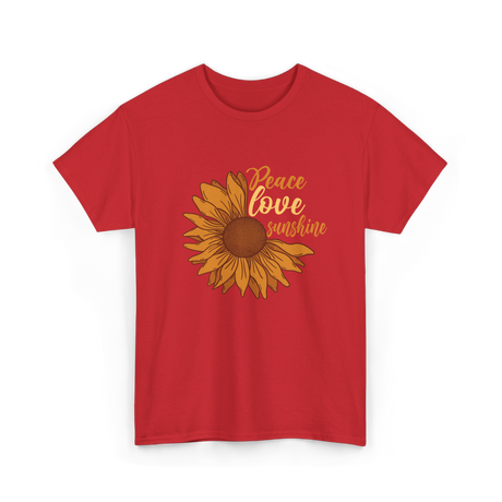 Peace Love Sunshine Sunflower T-Shirt - Red