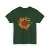 Peace Love Sunshine Sunflower T-Shirt - Forest Green