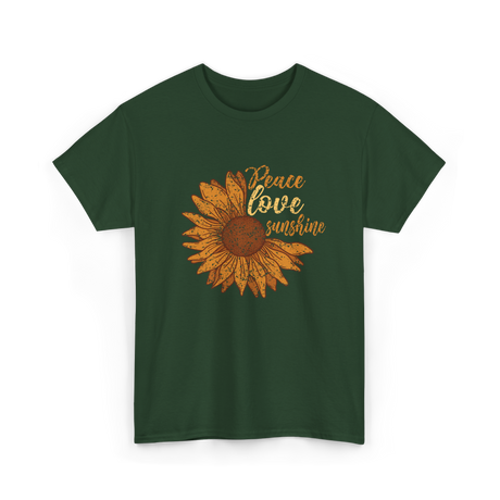 Peace Love Sunshine Sunflower T-Shirt - Forest Green