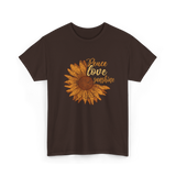 Peace Love Sunshine Sunflower T-Shirt - Dark Chocolate