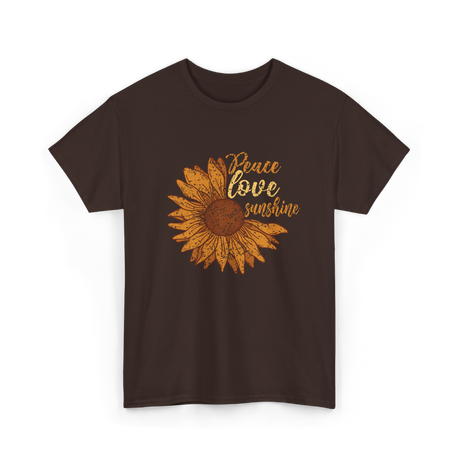 Peace Love Sunshine Sunflower T-Shirt - Dark Chocolate