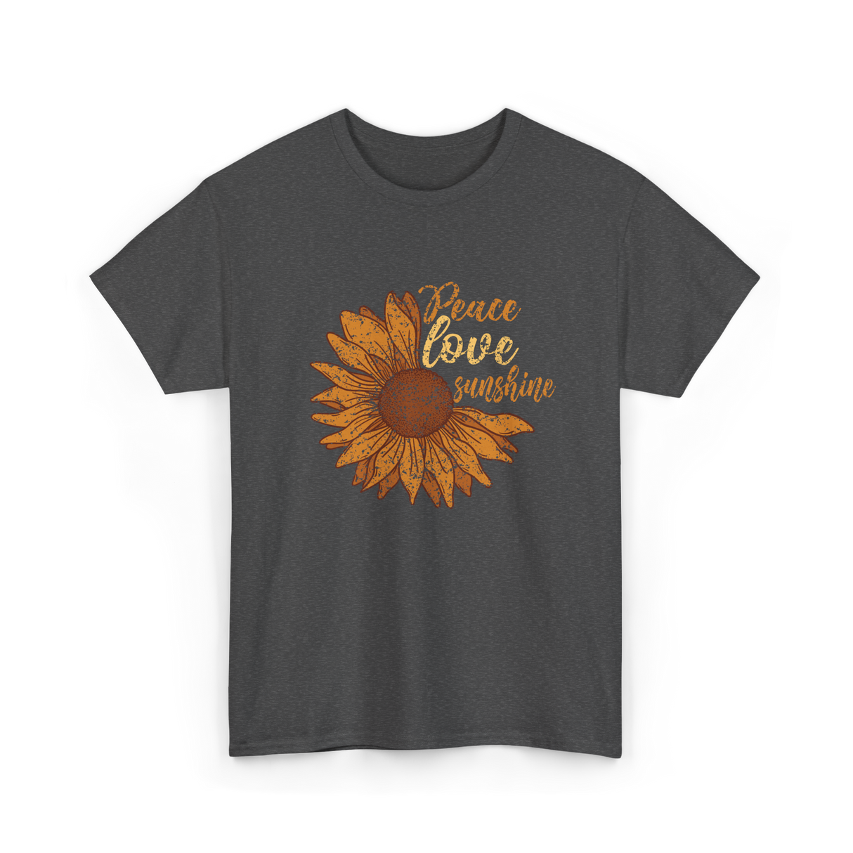 Peace Love Sunshine Sunflower T-Shirt - Dark Heather