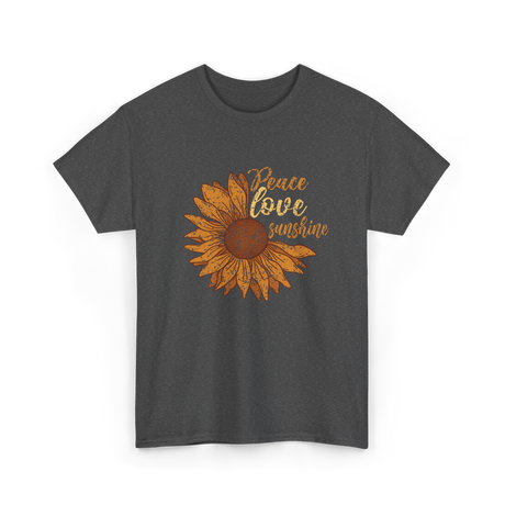 Peace Love Sunshine Sunflower T-Shirt - Dark Heather