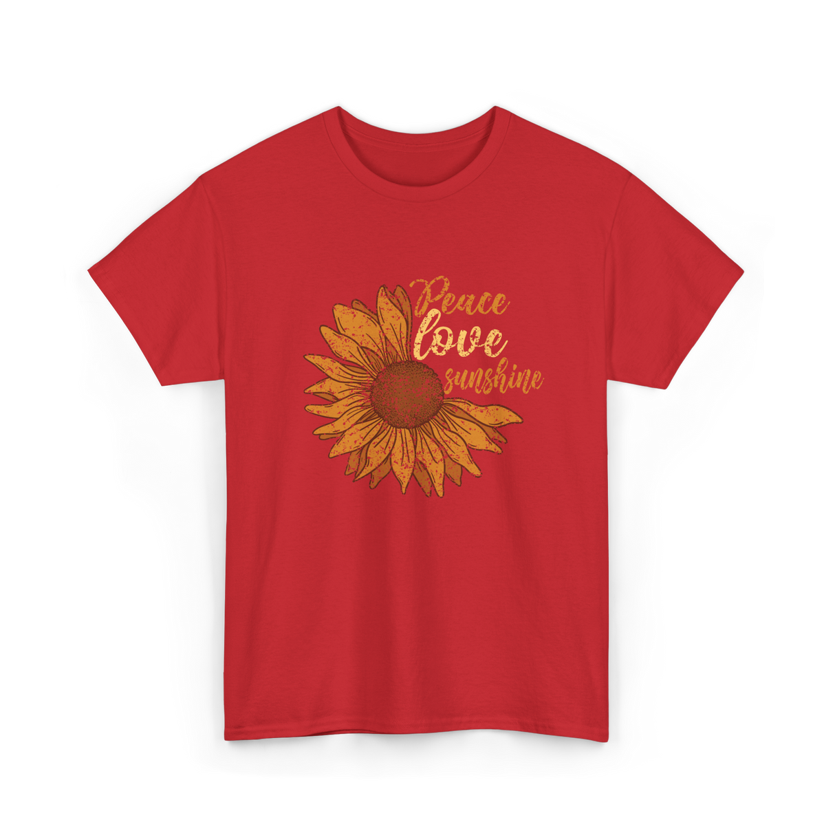 Peace Love Sunshine Sunflower T-Shirt - Red