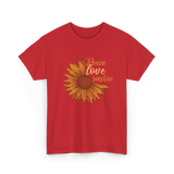 Peace Love Sunshine Sunflower T-Shirt - Red