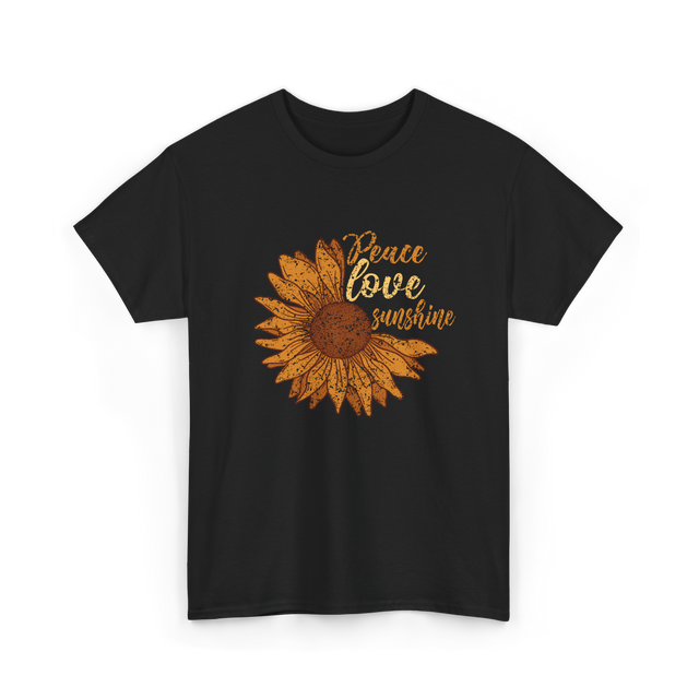 Peace Love Sunshine Sunflower T-Shirt - Black