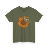 Peace Love Sunshine Sunflower T-Shirt - Military Green